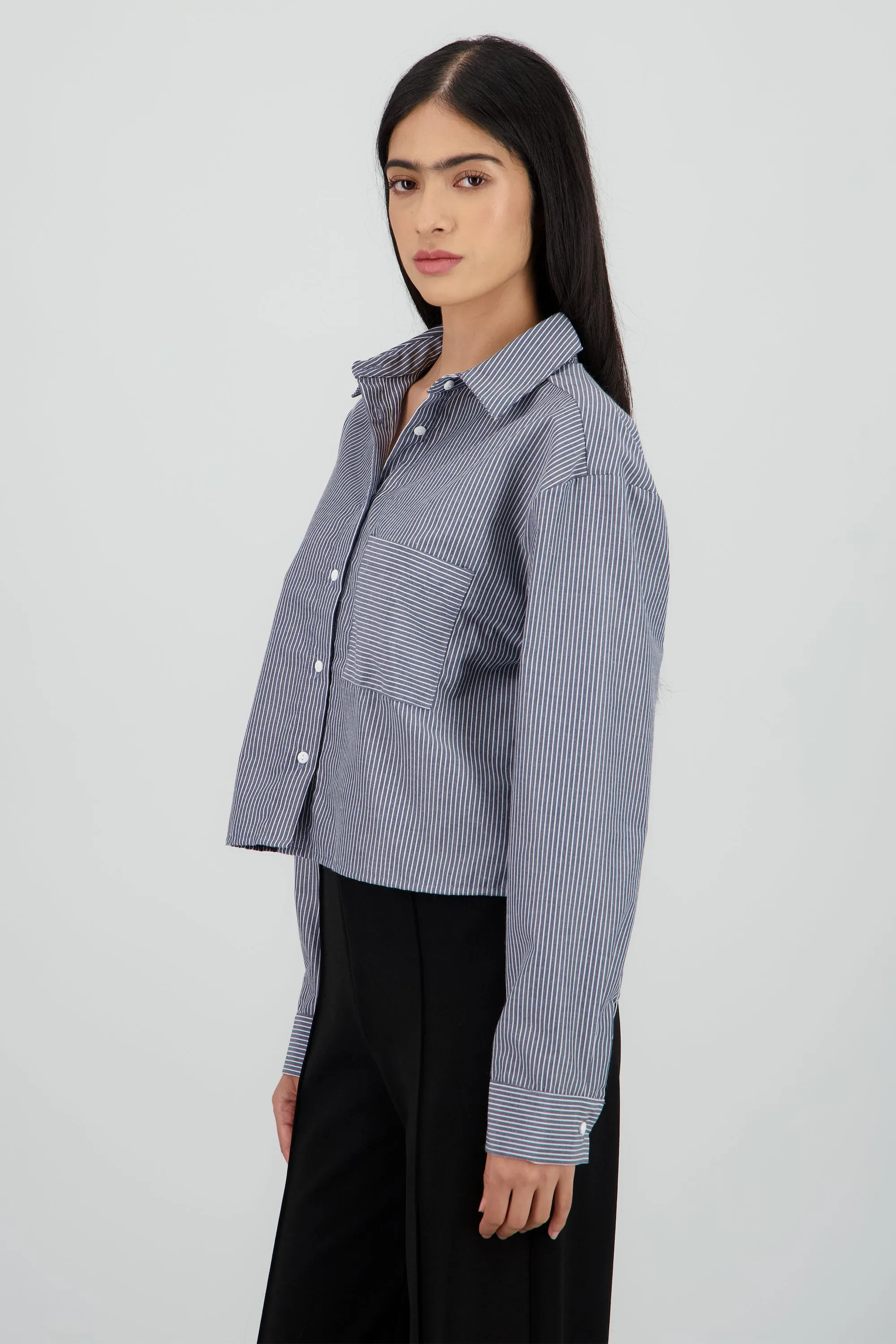 Camisa crop manga larga con rayas sold by Shasa product image thumbnail 3