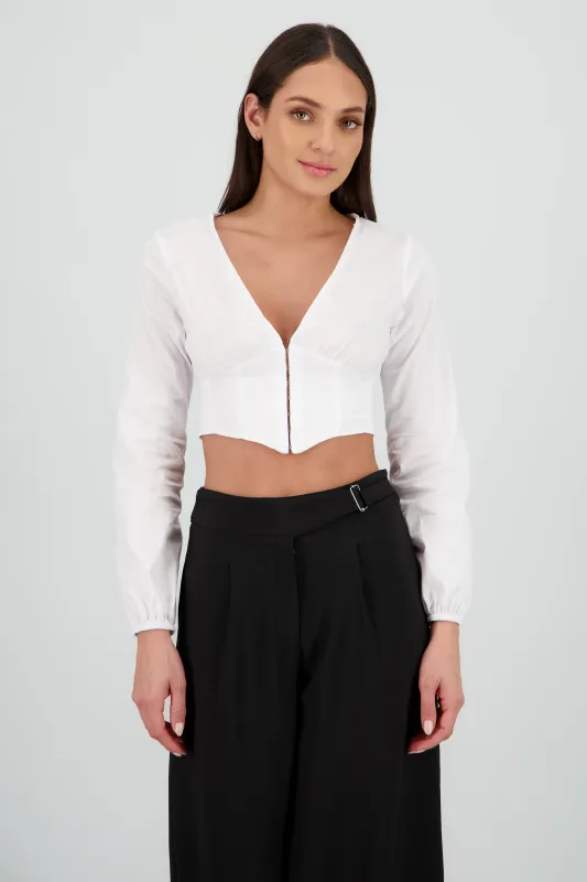 Camisa detalle cortes cuello v sold by Shasa