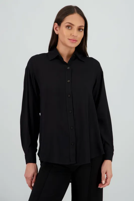 Camisa lisa manga larga detalle cuello sold by Shasa