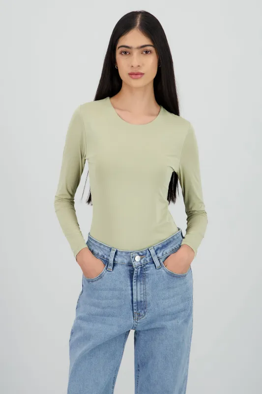 Bodysuit liso manga larga cuello redondo sold by Shasa