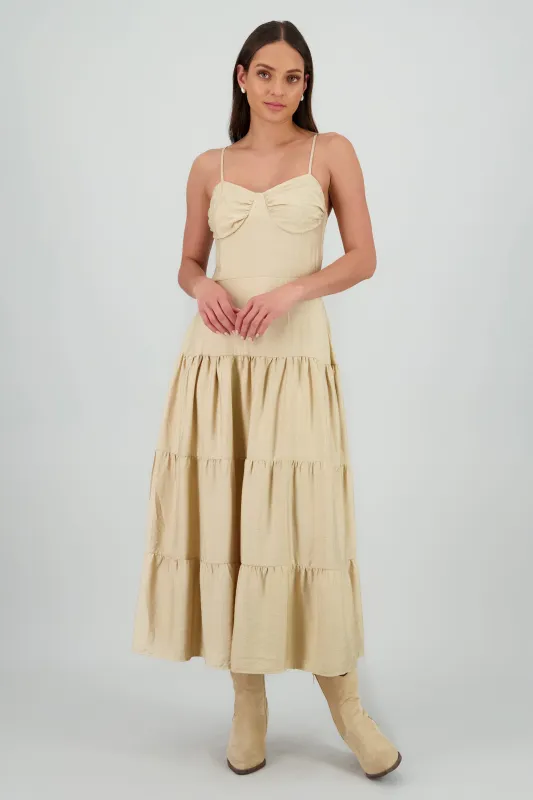 Vestido maxi olanes detalle plisado copas sold by Shasa