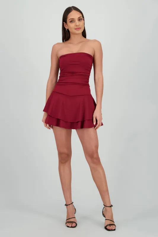 Vestido mini drapeado strapless sold by Shasa