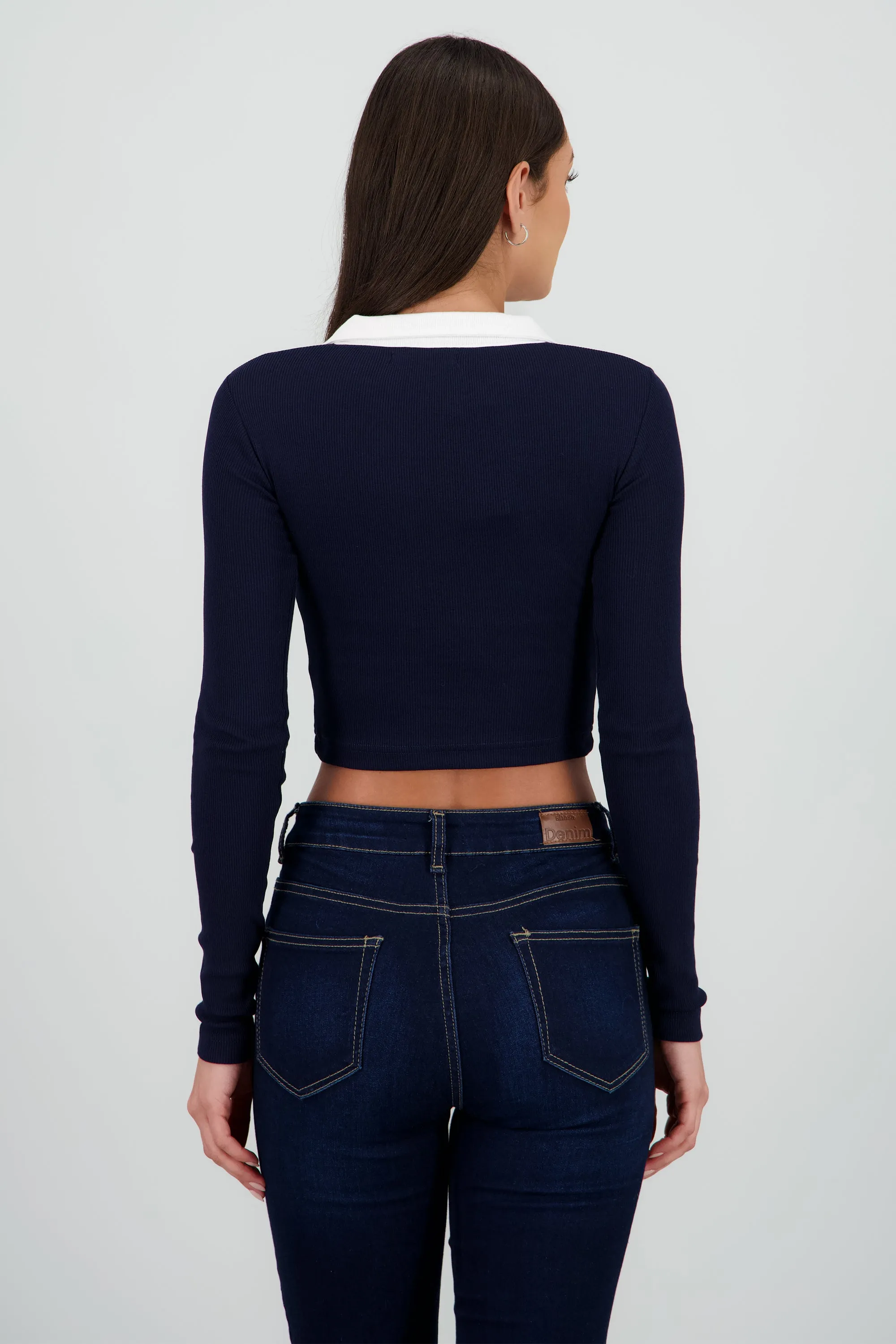 Top cuello polo manga larga contraste sold by Shasa product image thumbnail 4