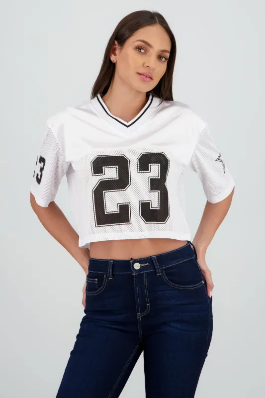 Top tipo jersey deportiva crop sold by Shasa