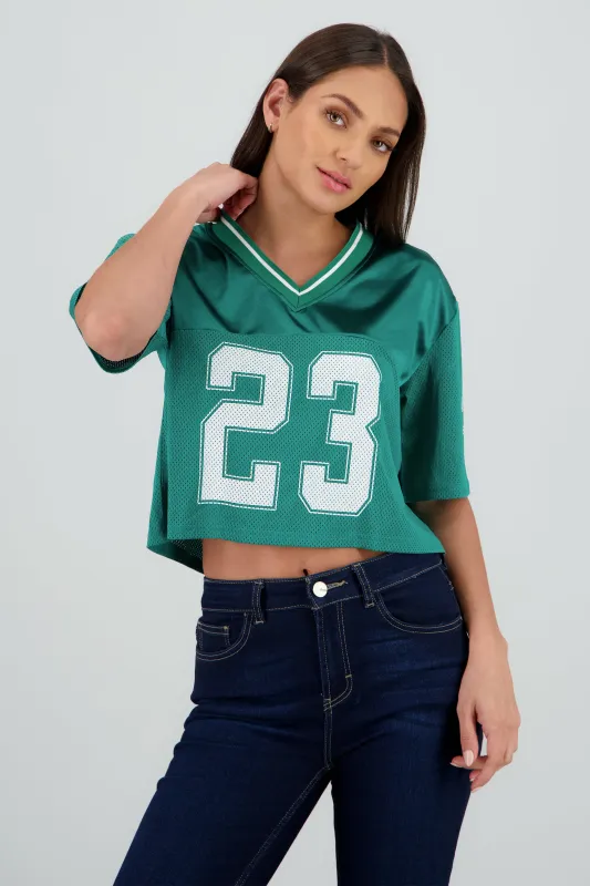 Top tipo jersey deportiva crop sold by Shasa