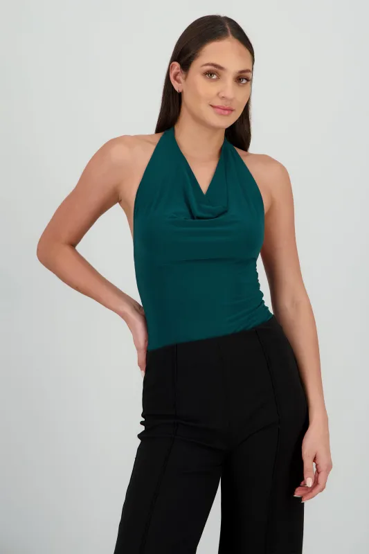 Bodysuit halter escote cascada drapeado sold by Shasa