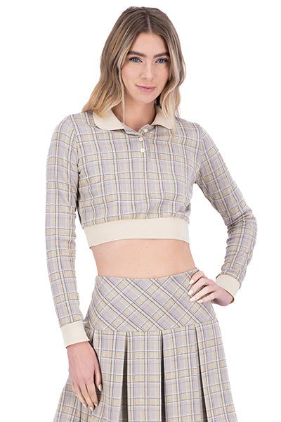 Top crop cuello polo cuadros sold by Shasa product image thumbnail 2