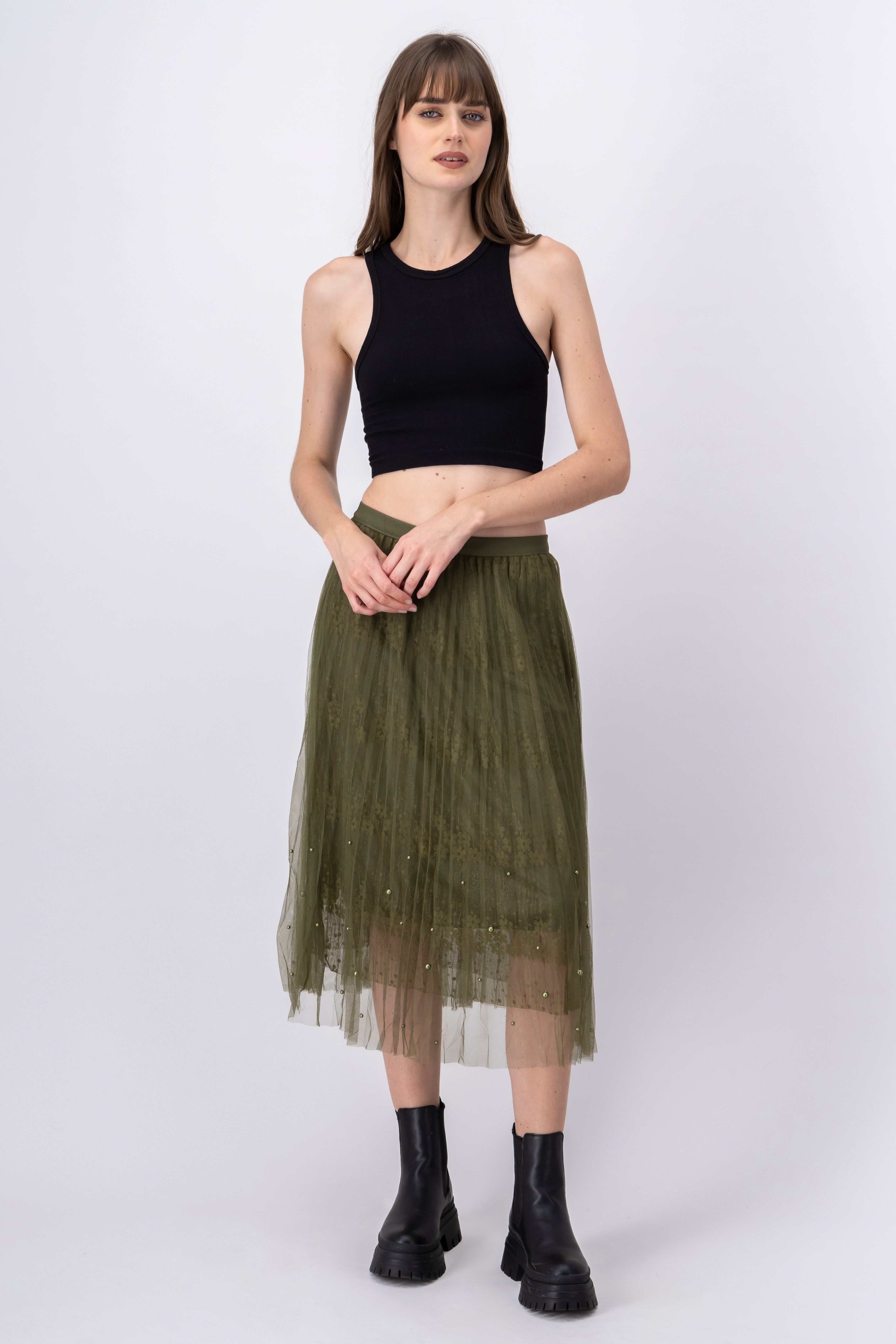 Falda midi plisado mesh sold by Shasa