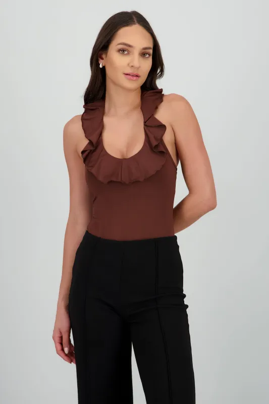 Bodysuit escote en v volante sold by Shasa