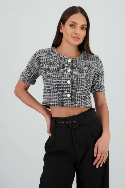 Blusa botones tweed sold by Shasa