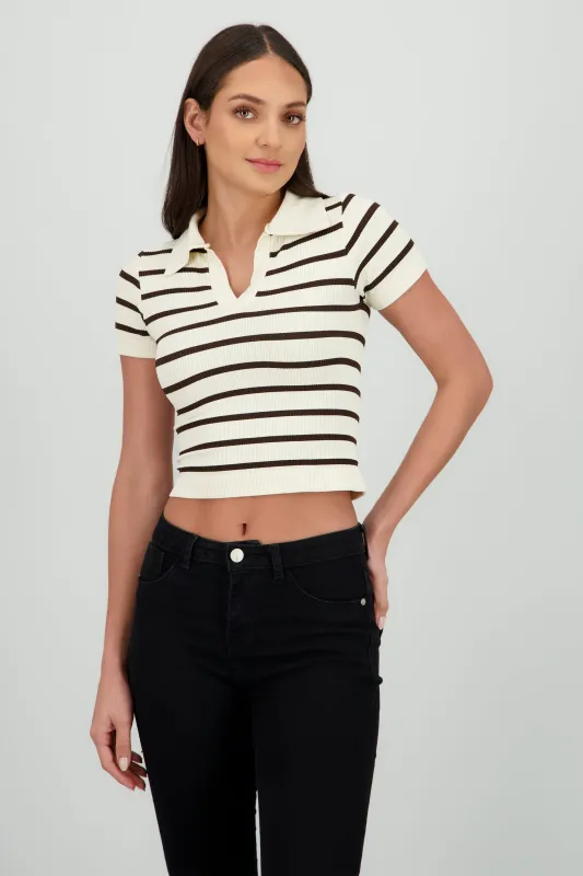 Top seamless rayas cuello polo sold by Shasa