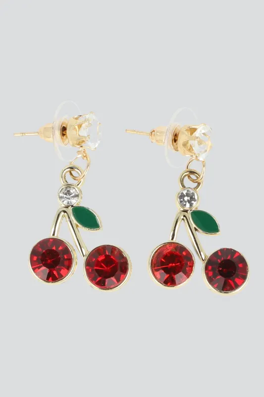 Aretes cerezas detalle hoja sold by Shasa