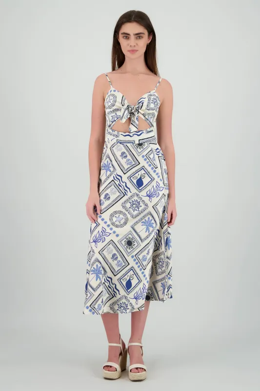 Vestido midi escote nudo estampado sold by Shasa