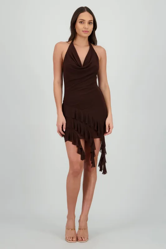 Vstido mesh liso halter sold by Shasa