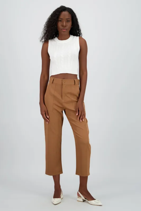 Pantalón Cintura Alta Capri Bolsas sold by Shasa