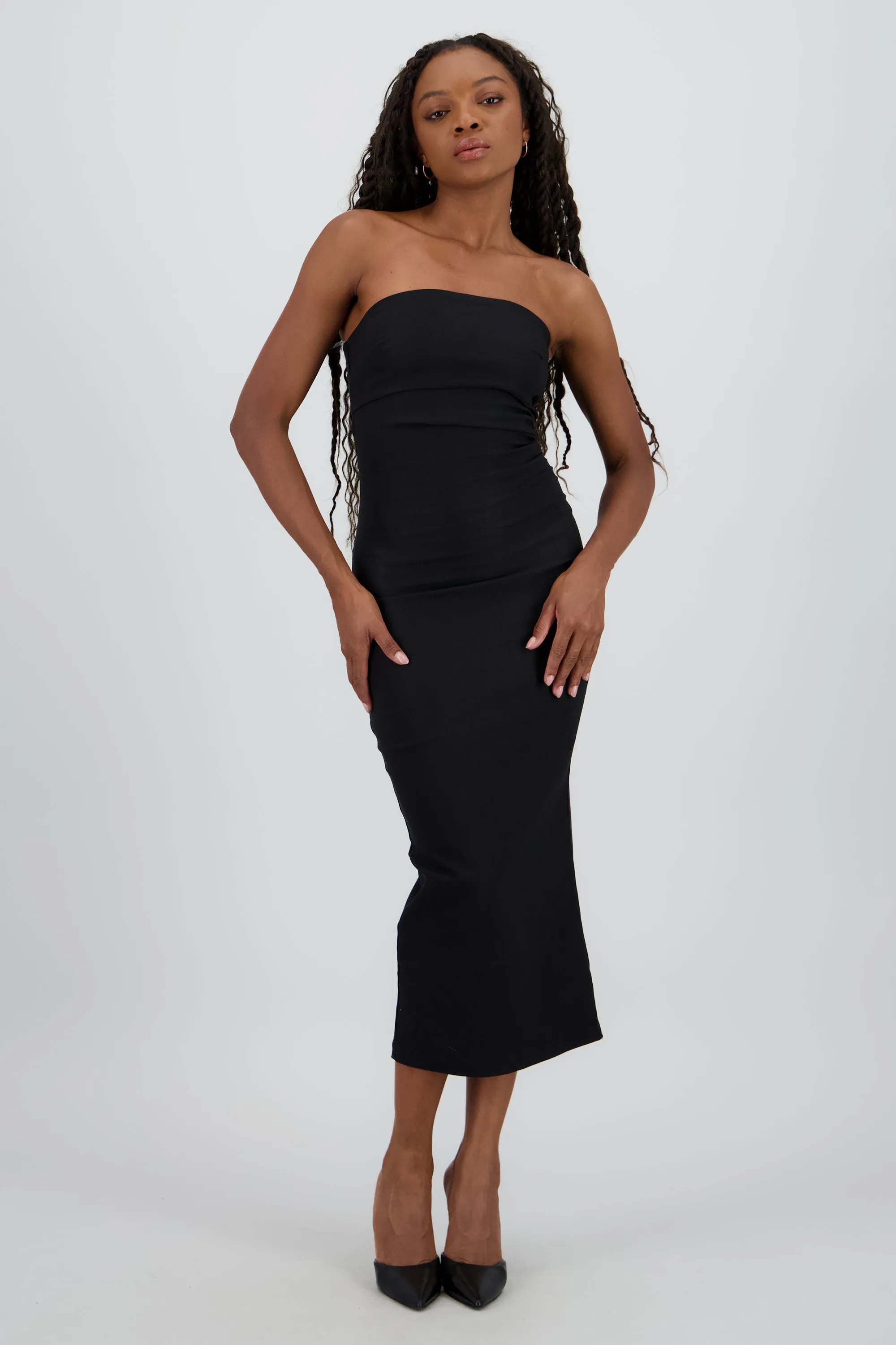 Vestido maxi strapless drapeado hypsters sold by Shasa