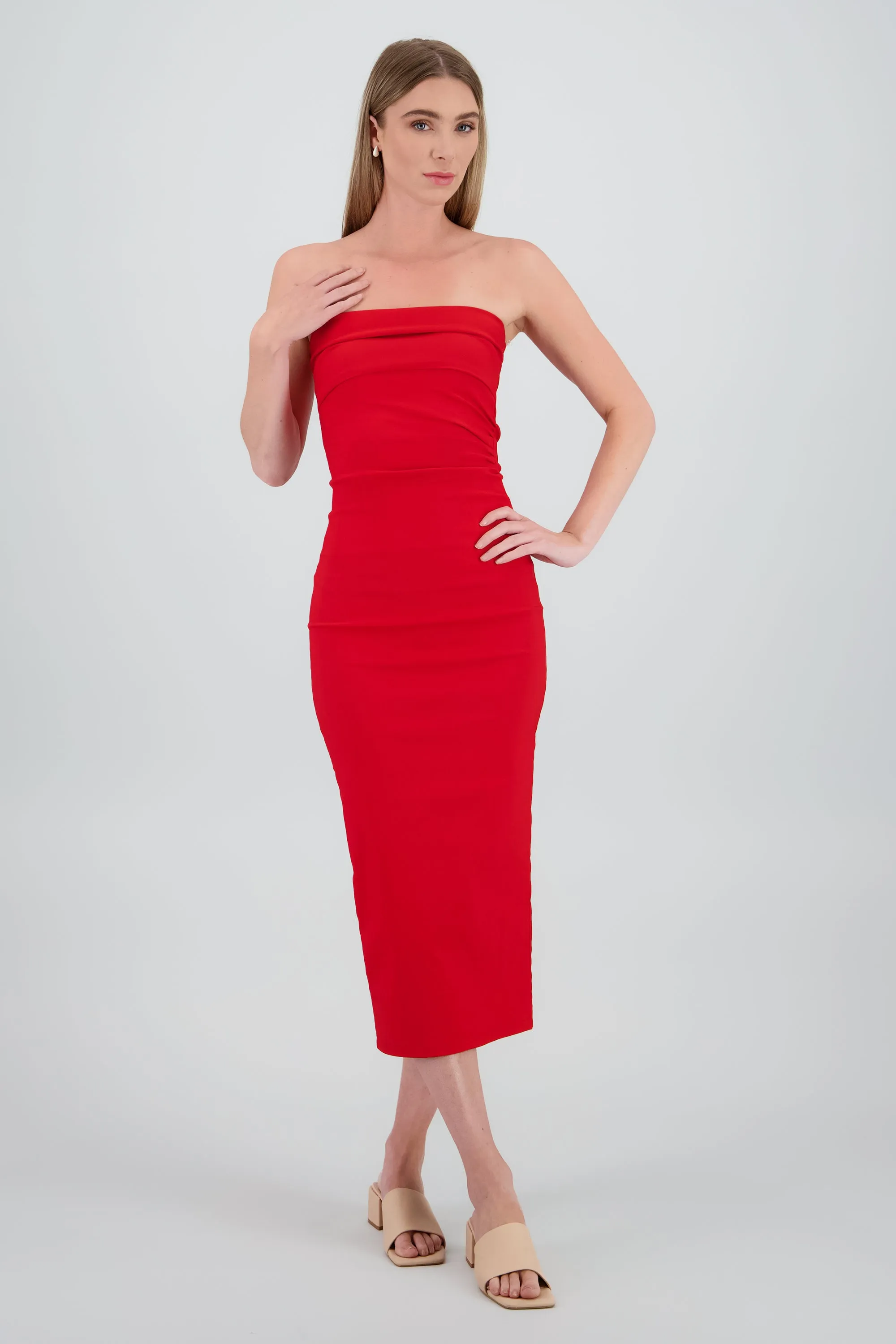 Vestido maxi strapless drapeado hypsters sold by Shasa