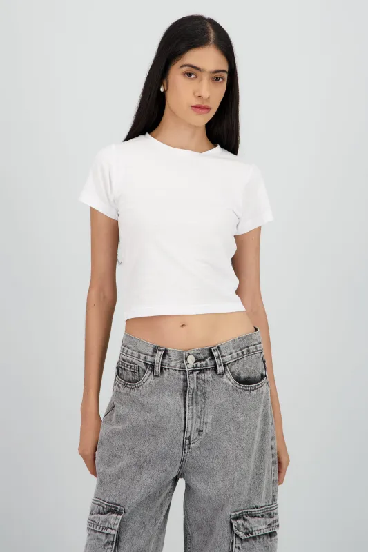 Top liso de cuello redondo sold by Shasa