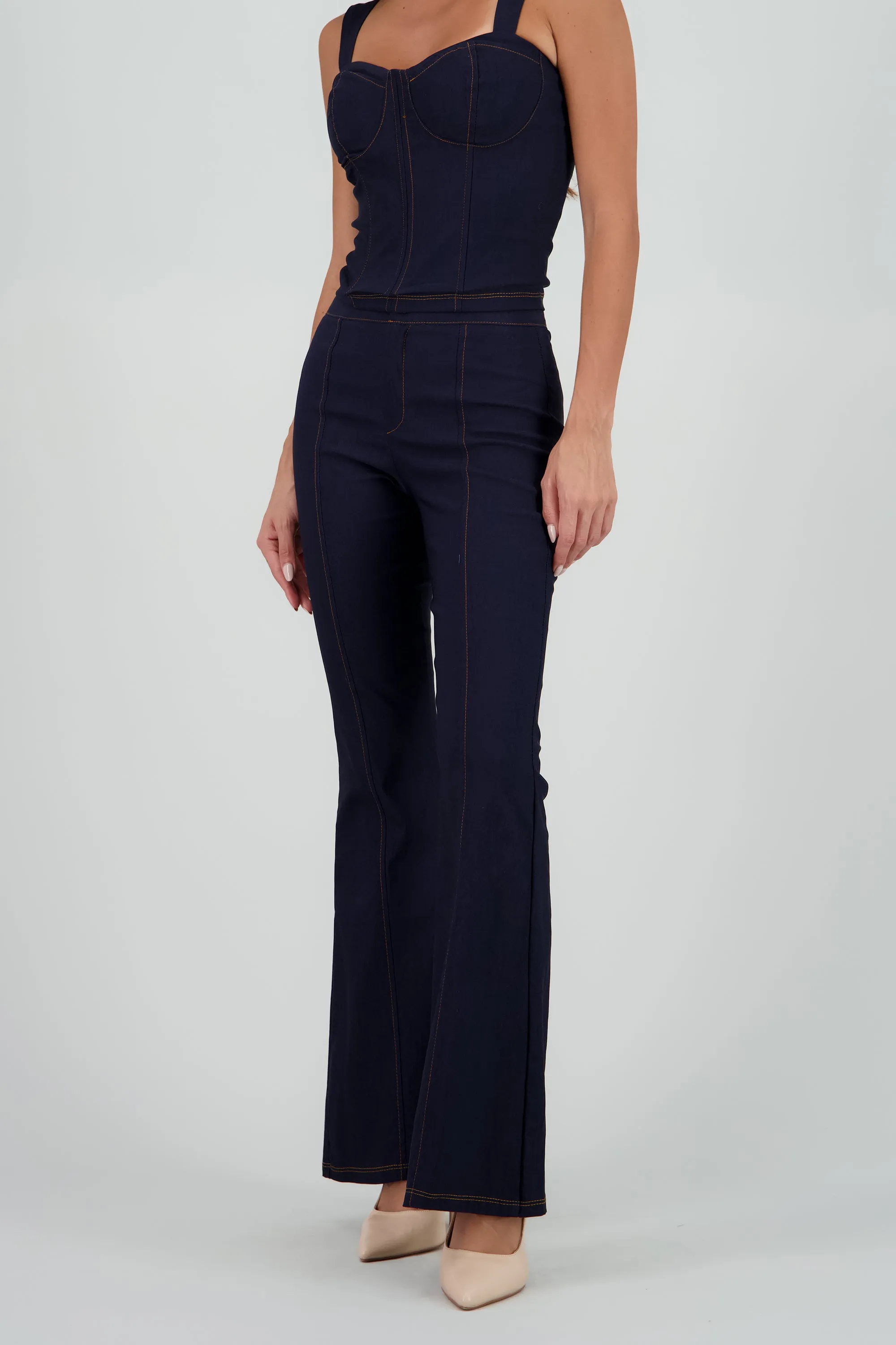 Pantalon high waisted flared contraste costuras sold by Shasa product image thumbnail 2