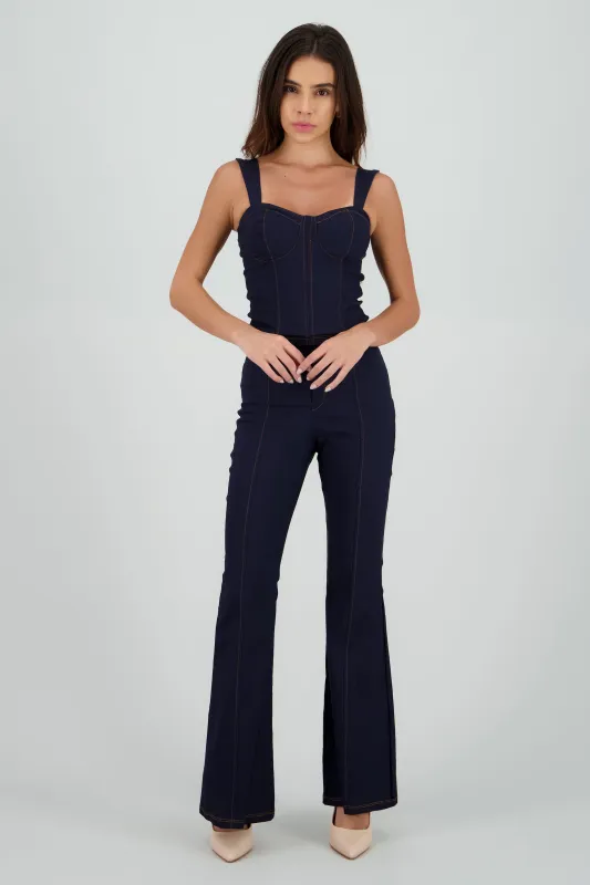 Pantalon high waisted flared contraste costuras sold by Shasa