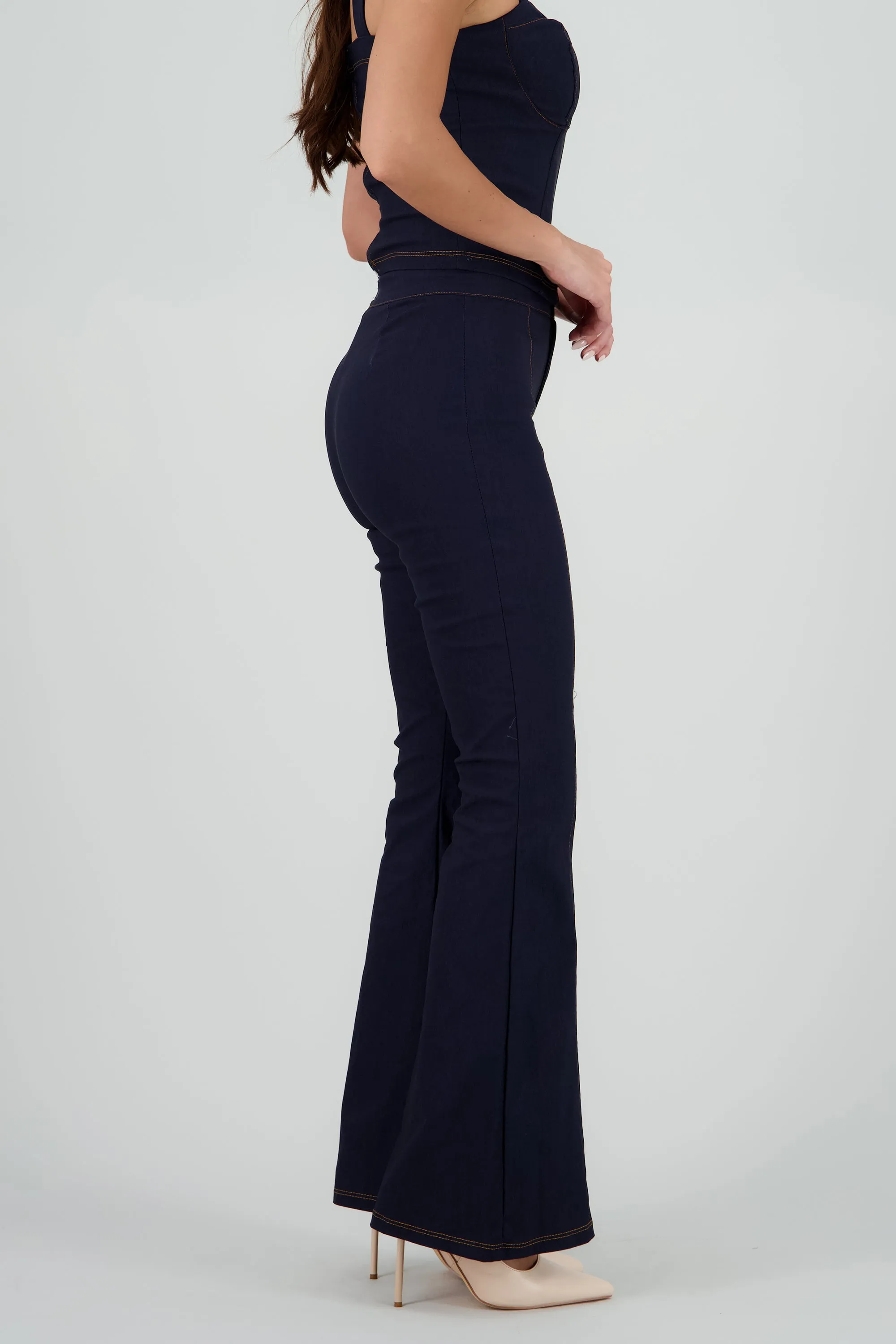 Pantalon high waisted flared contraste costuras sold by Shasa product image thumbnail 3