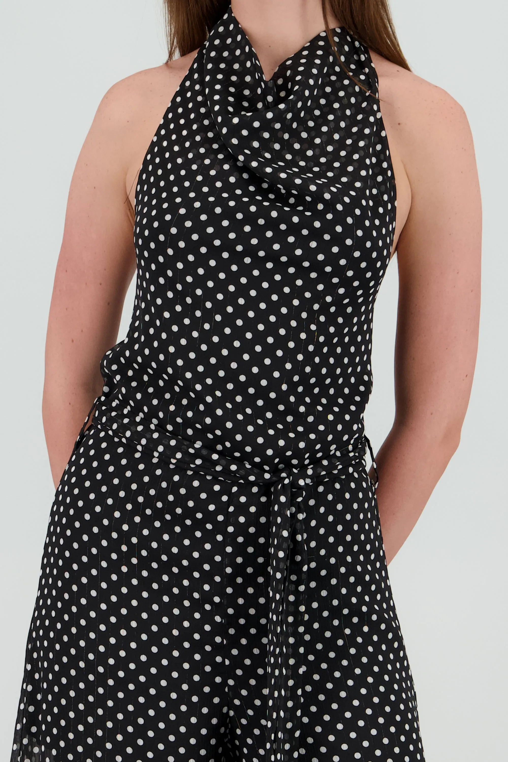 Jumpsuit halter cascada con cinto polka dots sold by Shasa product image thumbnail 5