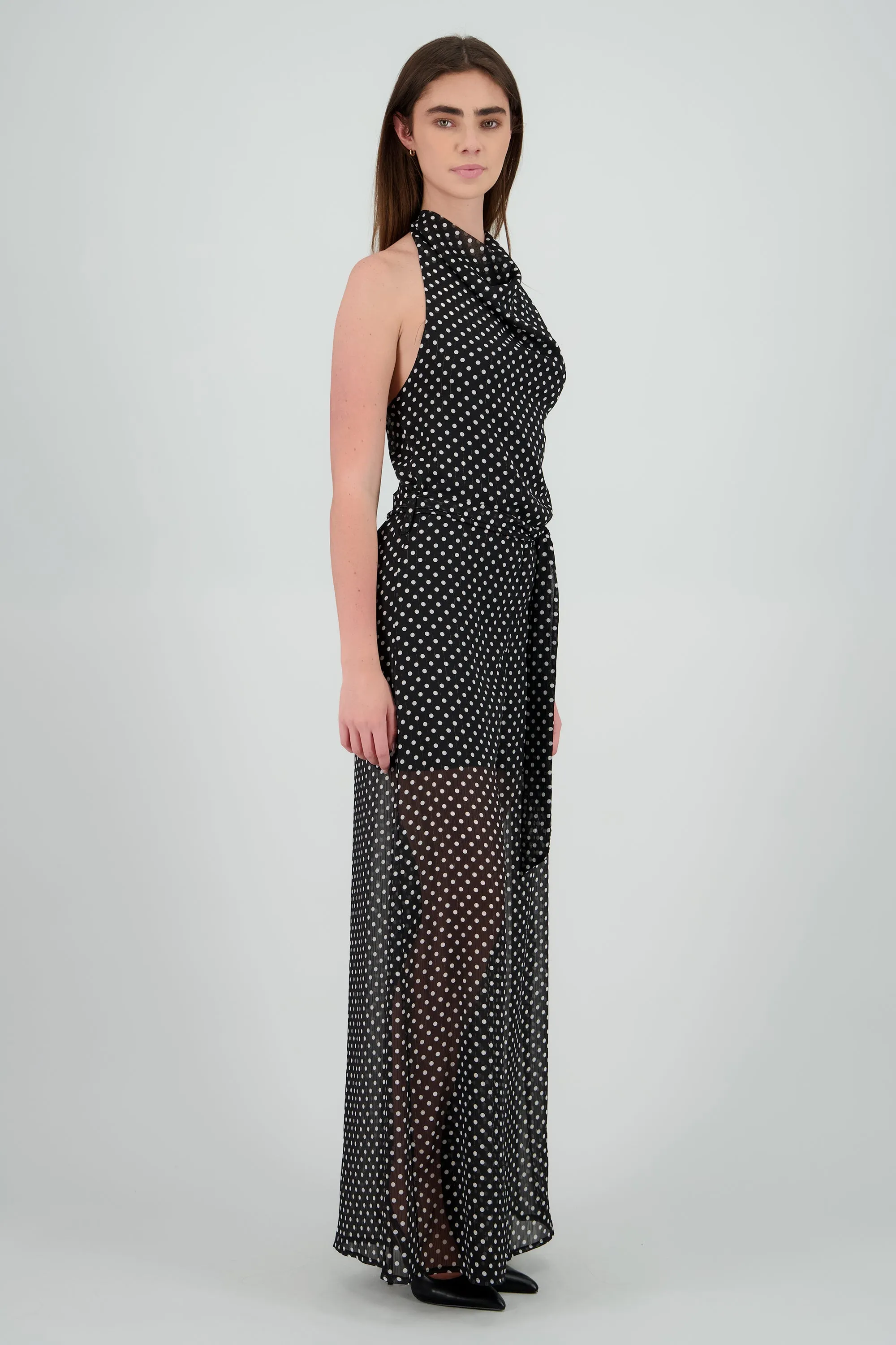 Jumpsuit halter cascada con cinto polka dots sold by Shasa product image thumbnail 3