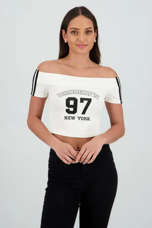 Top off shoulder manga corta numero sold by Shasa