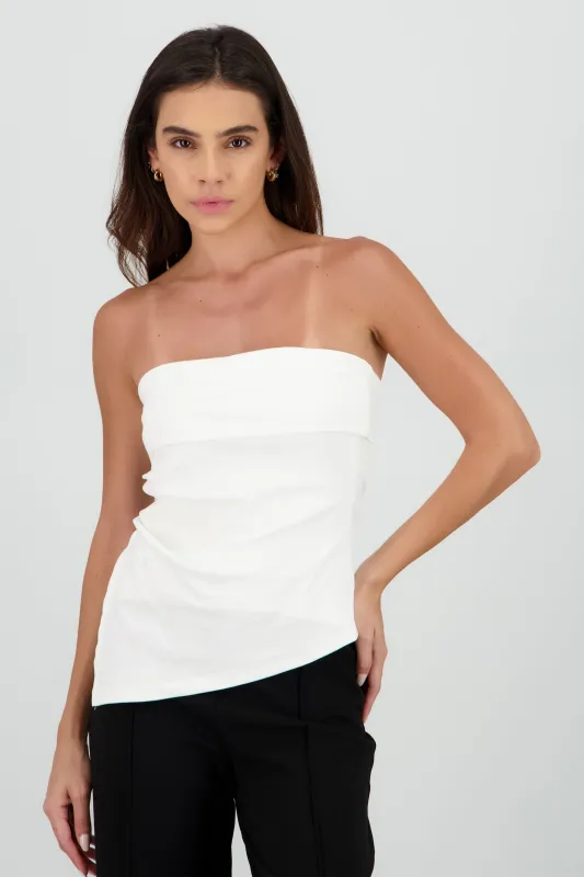 Top bandeau dobladillo detalle asimetrico sold by Shasa