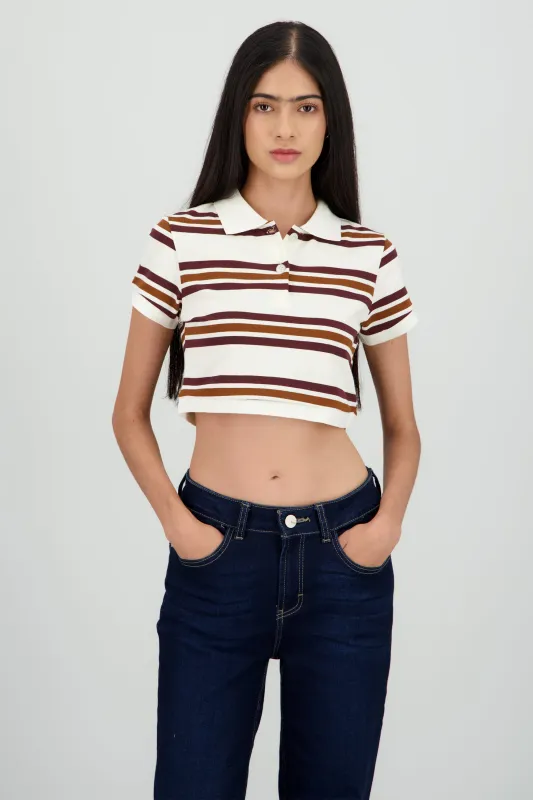 Top cuello polo rayas sold by Shasa