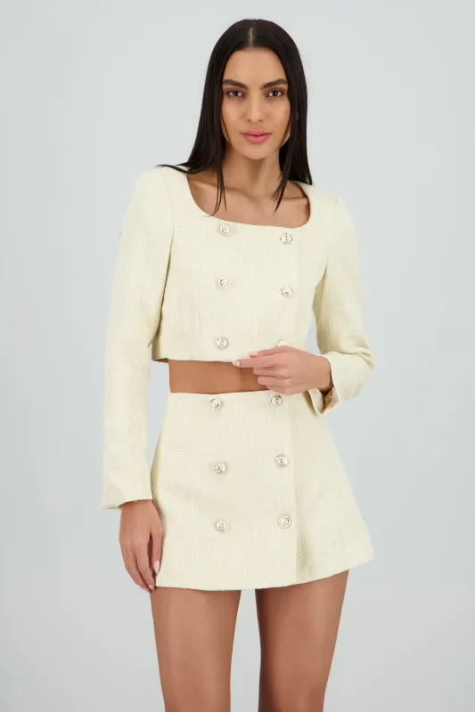 Top tweed escote cuadrado detalle botones sold by Shasa