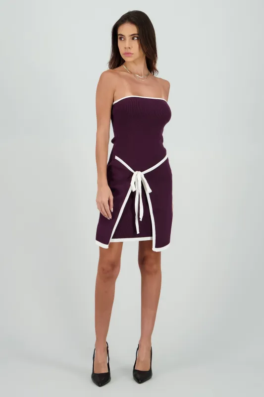 Vestido strapless detalle contraste lazo sold by Shasa