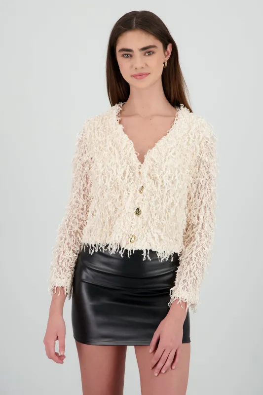 Cardigan detalle pelo con brillos sold by Shasa