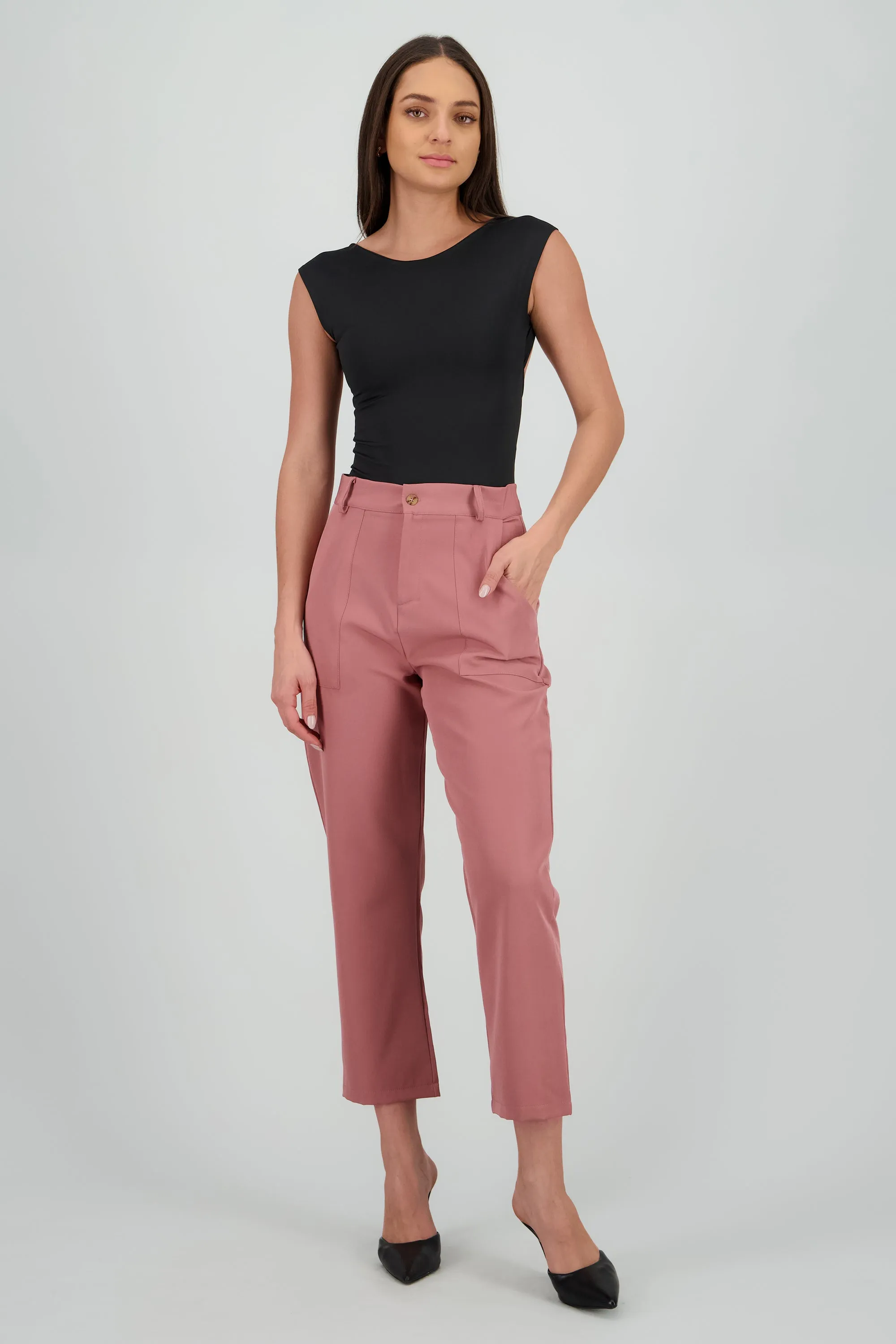 Pantalón Cintura Alta Capri Bolsas sold by Shasa