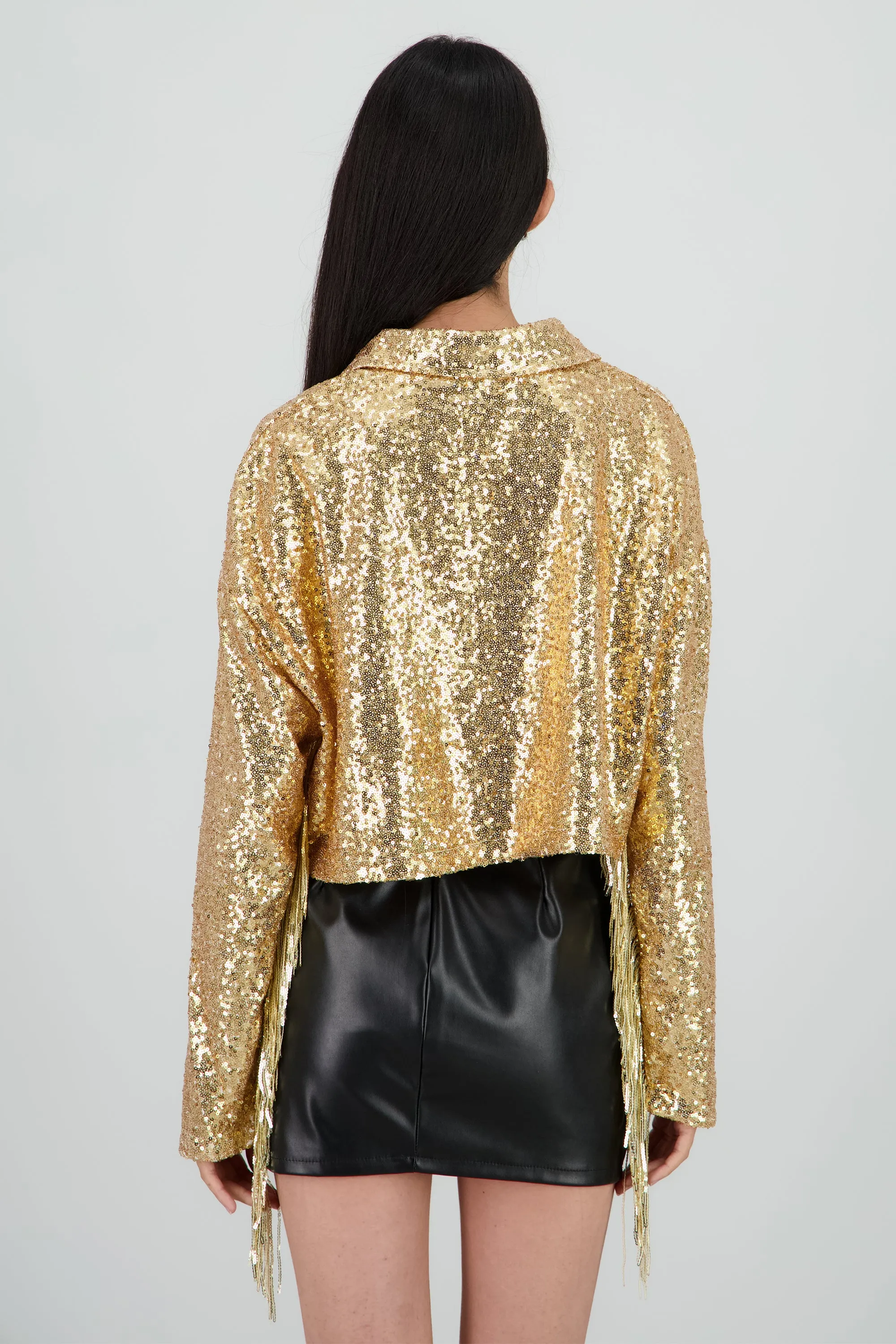 Chamarra crop fringe con brillos sold by Shasa product image thumbnail 4