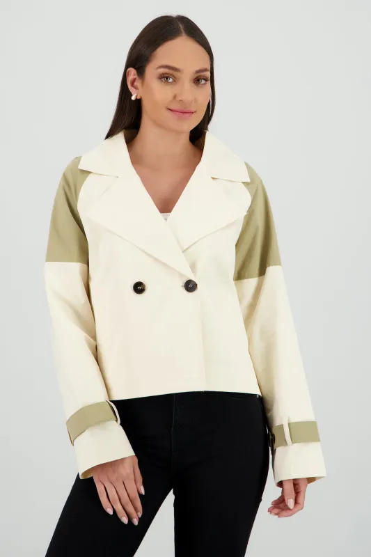 Gabardina crop detalle contraste mangas sold by Shasa