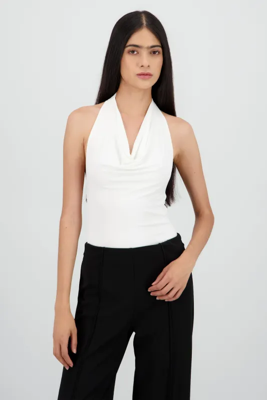 Bodysuit halter escote cascada drapeado sold by Shasa