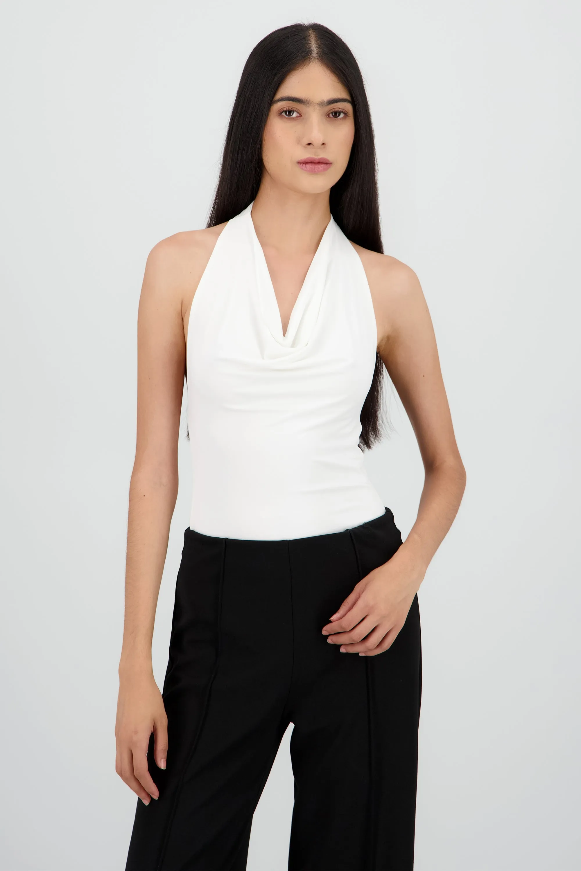 Bodysuit halter escote cascada drapeado sold by Shasa