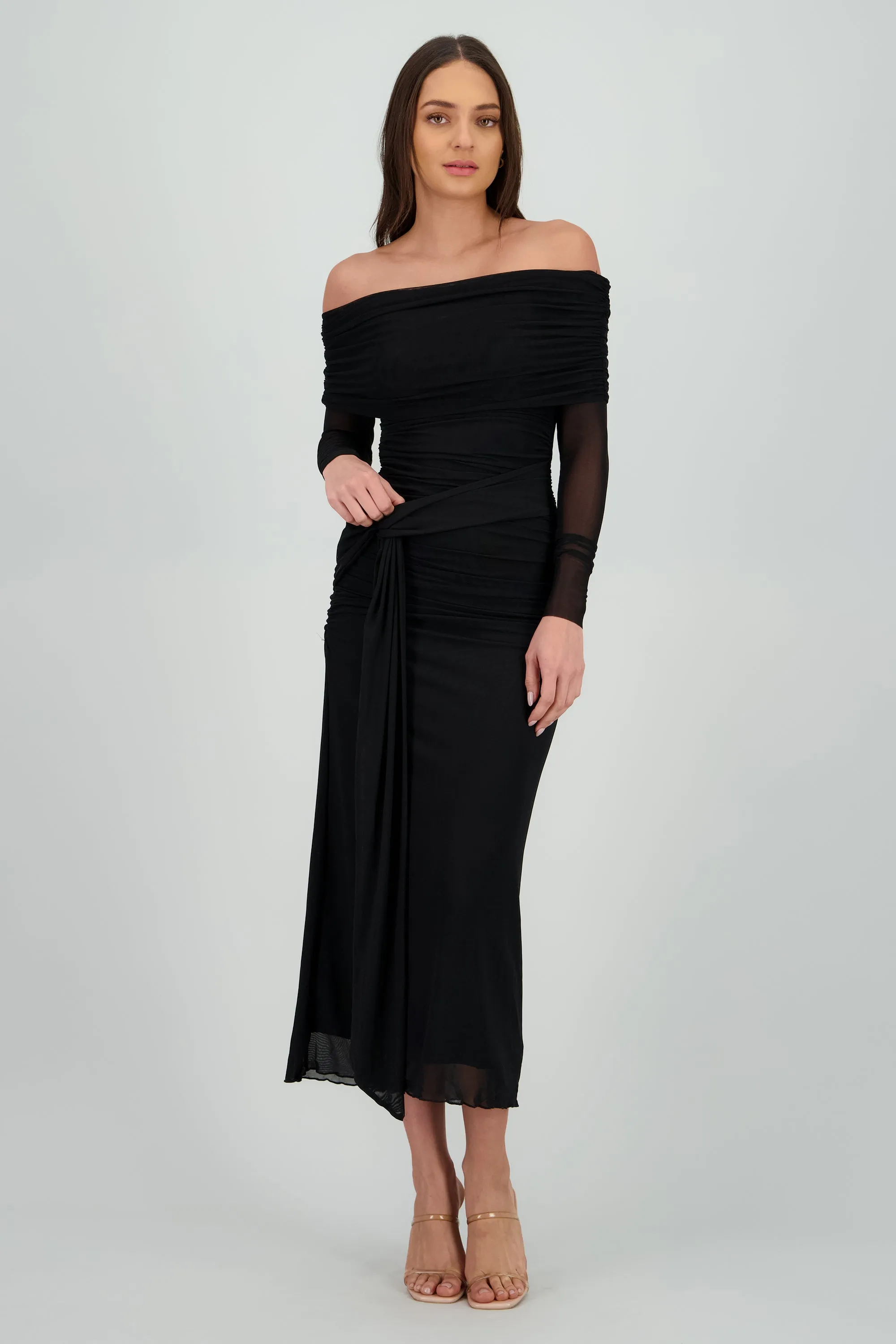 Vestido maxi de mesh con nudo sold by Shasa