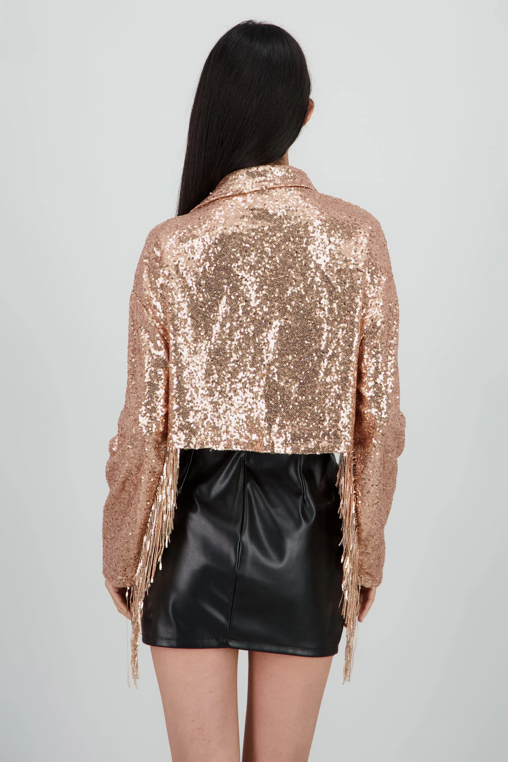 Chamarra crop fringe con brillos sold by Shasa product image thumbnail 4