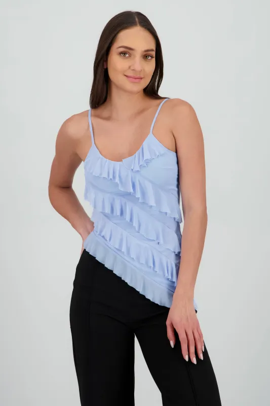 Top con olanes de mesh sold by Shasa