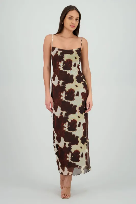 Vestido midi escote v animal print sold by Shasa