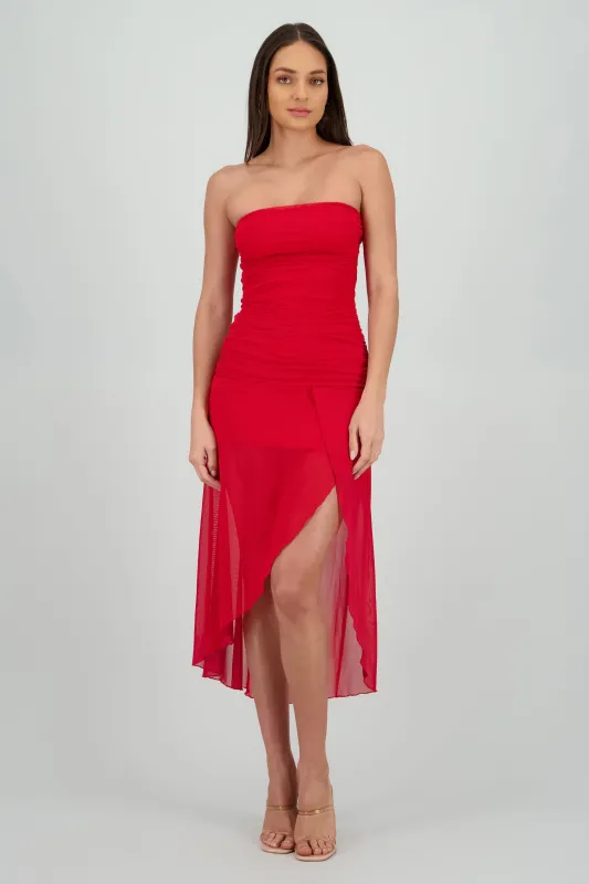 Vestido strapless tiro bajo mesh liso sold by Shasa