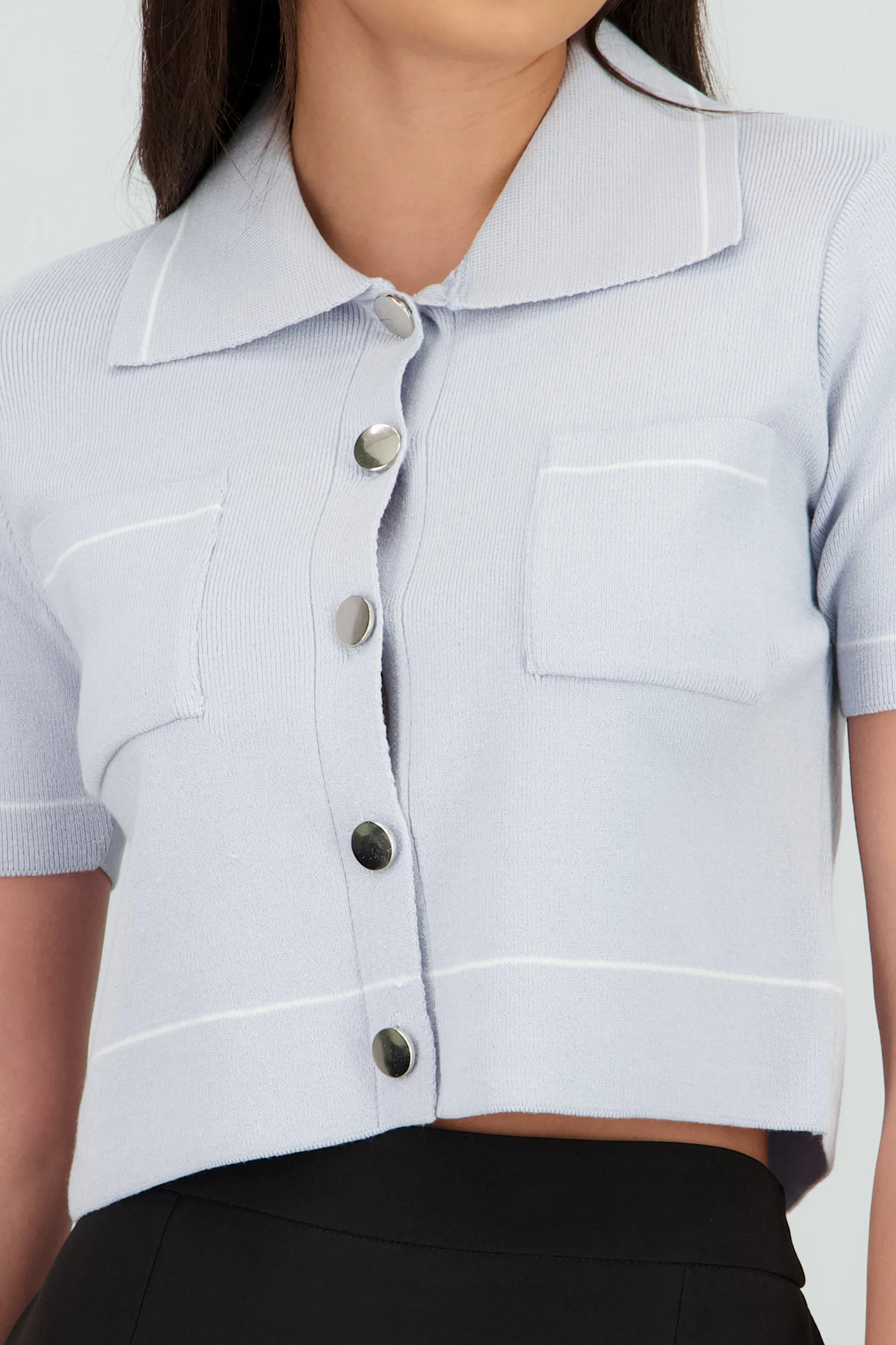 Top manga corta cuello camisero detalle linea sold by Shasa product image thumbnail 5