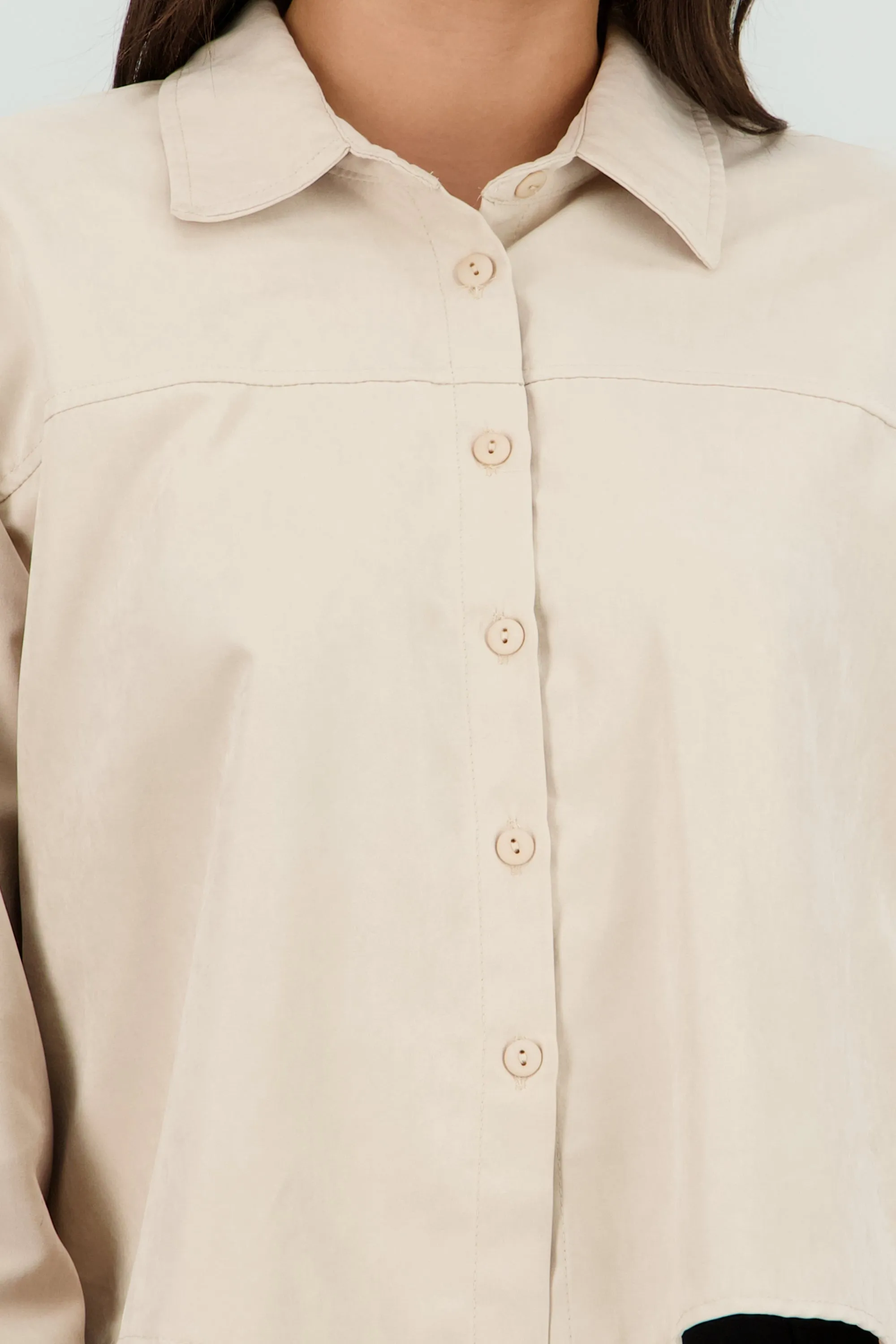 Sobrecamisa lisa cuello detalle suede sold by Shasa product image thumbnail 5