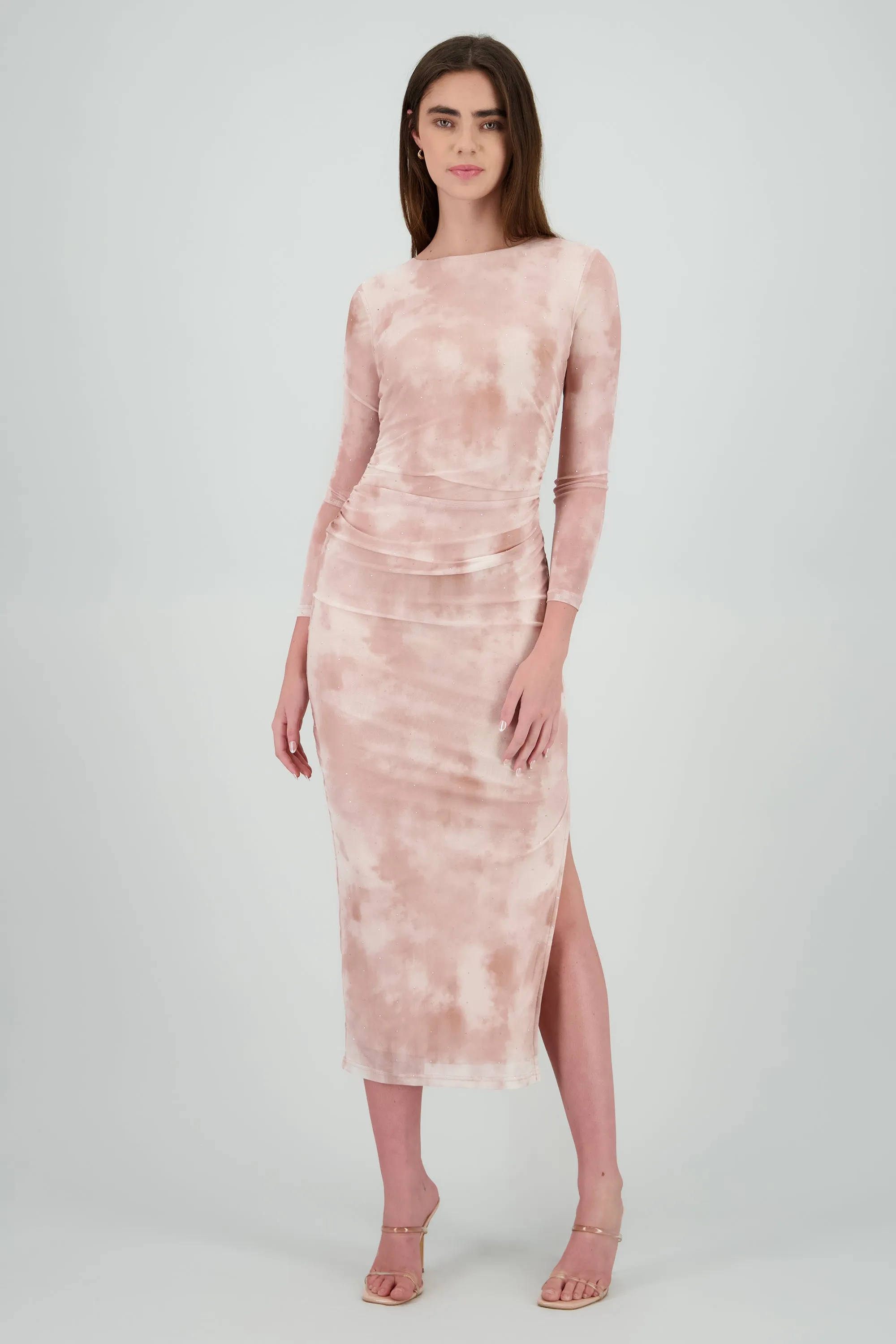 Vestido maxi estampado de brillos manga larga sold by Shasa