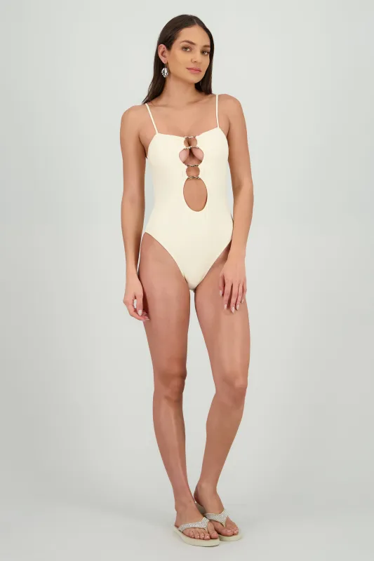 Traje de baño detalle aros irregulares sold by Shasa