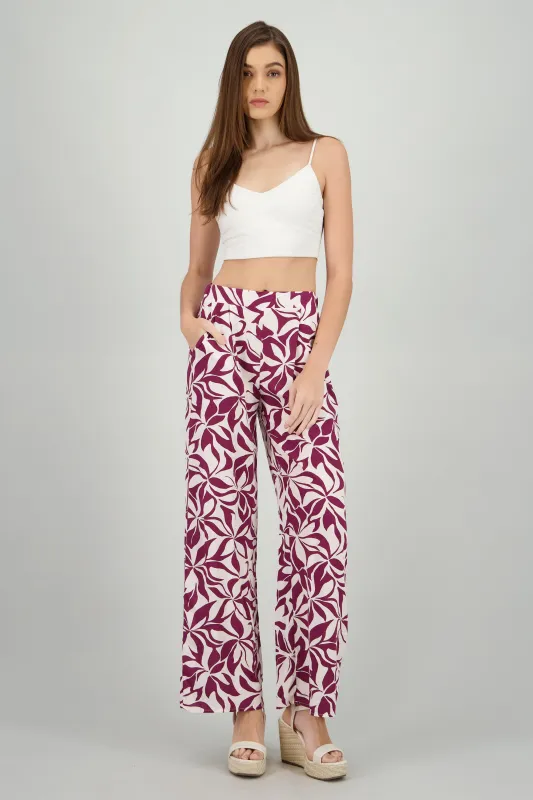 Pantalon amplio pinzas detalle estampado sold by Shasa