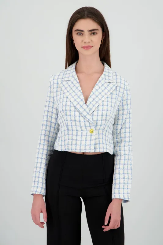 Saco crop tweed sold by Shasa