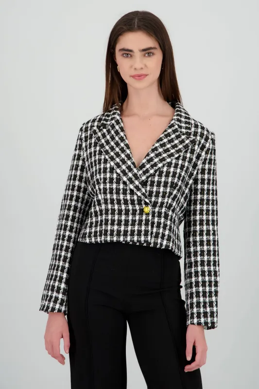 Saco crop tweed sold by Shasa